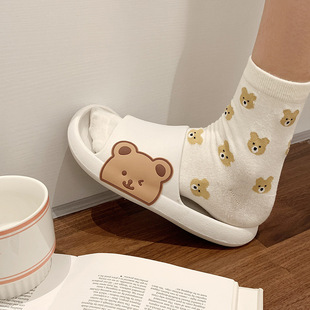 in stock Slip-on Slippers Women's Summer Household Cute Home Couple Shoes Outer Wear Bathroom Home Cool Thick