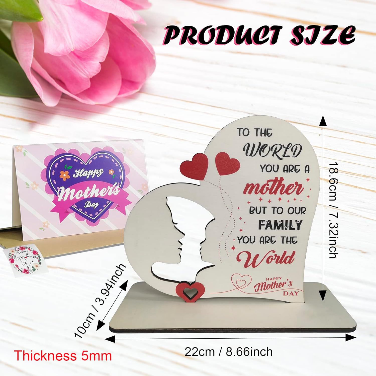 Cuelga transfronteriza regalo del día de la madre para mamá Día de la madre forma de corazón madera hueca decoración artesanía madre