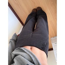 复古深灰色纽扣毛呢西装裤女秋冬低腰垂感慵懒显瘦休闲拖地阔腿裤