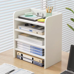 オフィスのデスクトップの棚の多層ファイル棚の事務机の上で整理して棚の資料棚の机の収納棚を整理します。