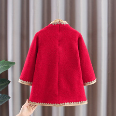 Children's qipao winter ethnic style girl's traditional Chinese dress baby lined New Year's Eve dress woolen dress performance costume