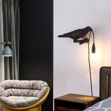 跨境吉祥鸟台灯 创意个性树脂壁灯 卧室床头动物造型小鸟装饰台灯