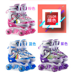Special for cross-border e-commerce double row roller skates children's flashing straight row roller skates 2-5-8-10 years old adjustable inline skates 
