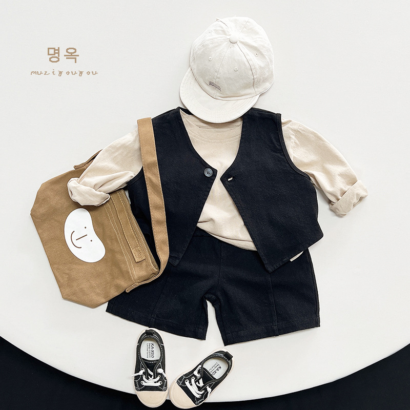 Estilo de moda simple ~ primavera y otoño nuevos niños y niñas estilo japonés coreano chaleco retro simple todo partido chaleco