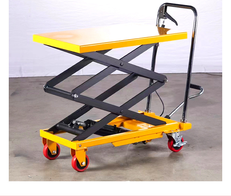 Mobile Manual Hydraulic Lifting Platform Small Scissor-Type Foot-Operated Transport Lift Hand-Pushed Lifting Platform Cart