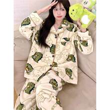 睡衣女秋冬季加厚套装家居服保暖长袖春秋新款珊瑚绒法兰绒可外穿