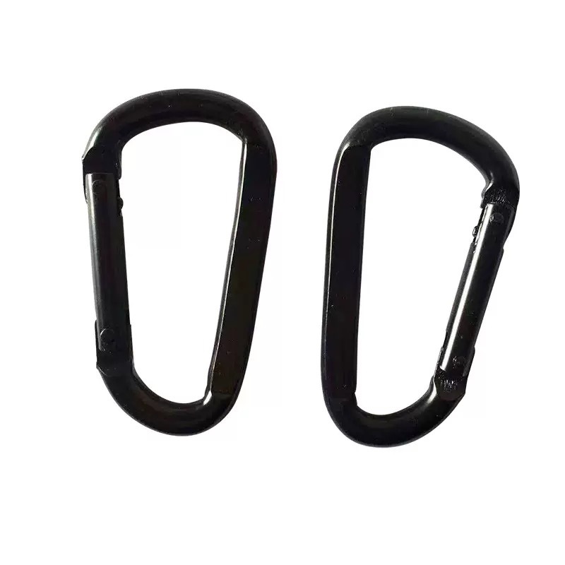 High-Quality 6Kn D-Shaped Flattened Carabiner Iron D-Shaped Electrophoresis Black Hammock Hook Yoga Swing Rope with Hanging