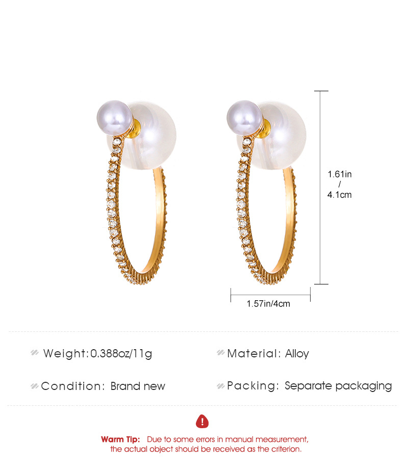 1 Pair Exaggerated Geometric Alloy Plating Artificial Pearls Rhinestones Womenu0027S Hoop Earrings