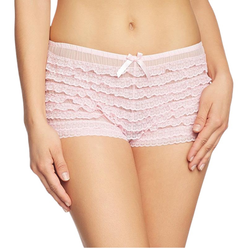 Ver-a través de la ropa interior de las mujeres sexy plisado capas de encaje Latino rumba danza pantalones cortos boxeador polainas de las mujeres