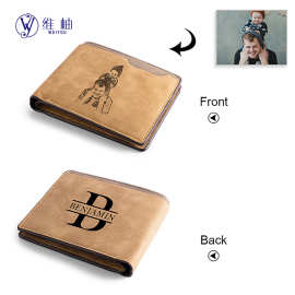 跨境照片刻字钱包父亲节送男友节日礼物皮夹厂家货源批发