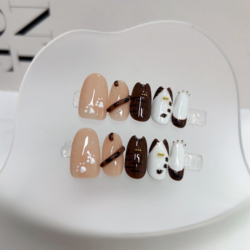 Purely Handmade Wearable Manicure, Cute Cat Claw Wearable Nail Patch, Fashionable Whitening and Cute Cat Manicure Patch