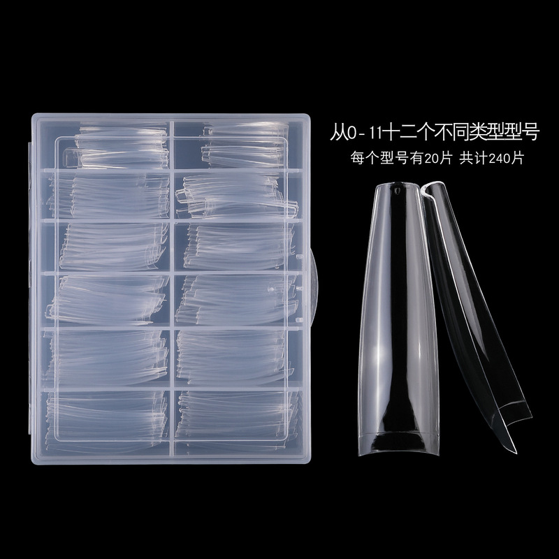 Manicure Long Pointed Nails 240 Pieces Flat Head Half-stick Nail Groove Half-stick Coffin Nail Type 4.5cm
