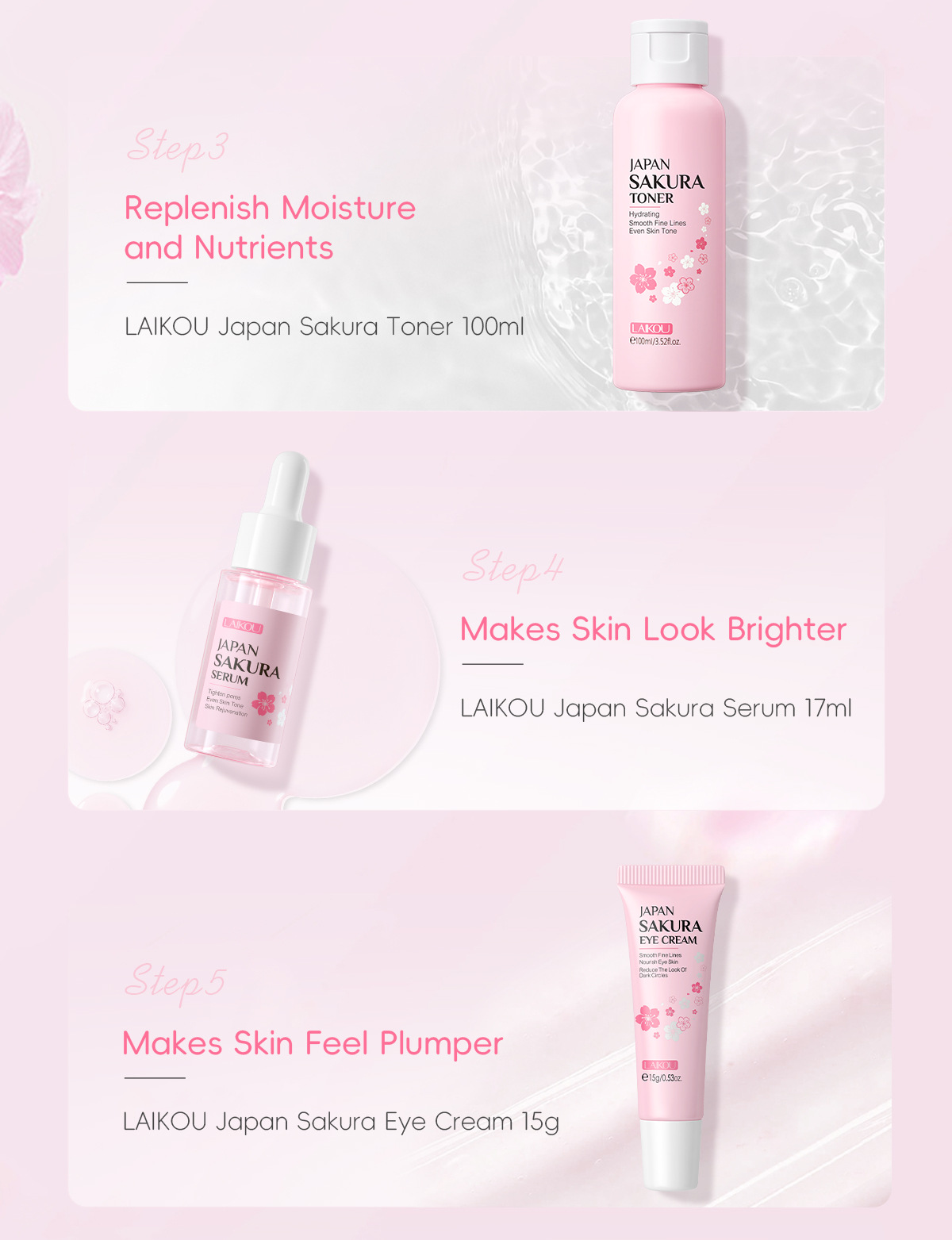 Cross-border Facial Cleanser Laicome Japanese Sakura Skincare 7-piece Set, mud Mask surface care set box manufacturer wholesale undefined