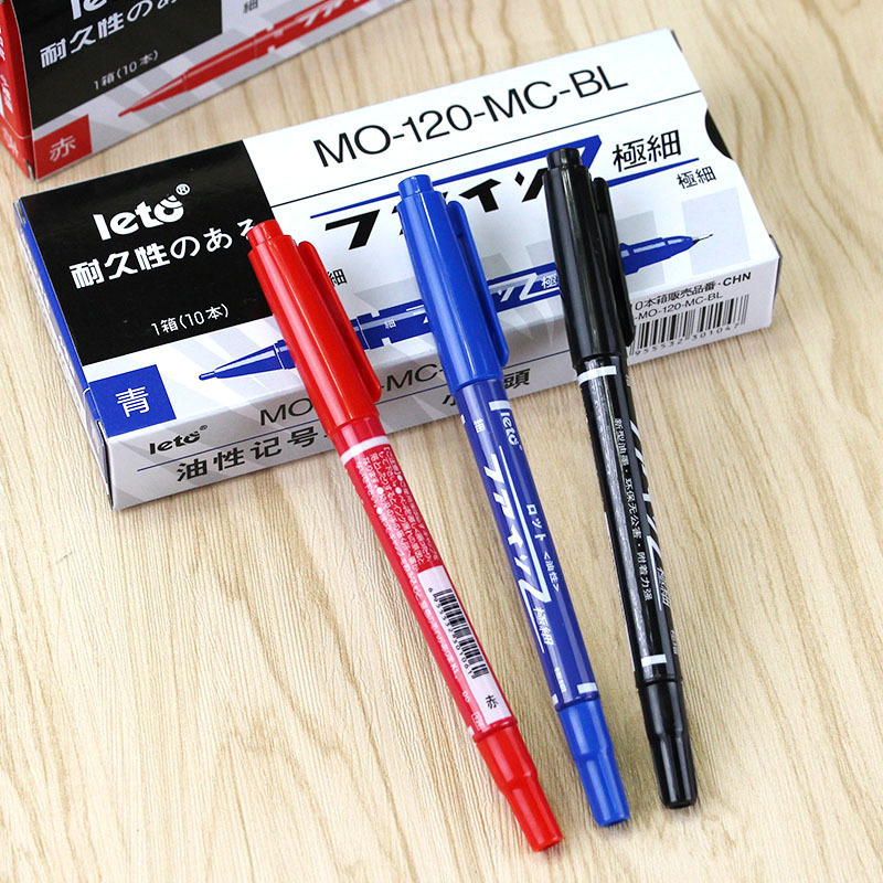 Oily small double-headed marker children's drawing Gouhui pen black red blue can't wipe off the marker stationery wholesale