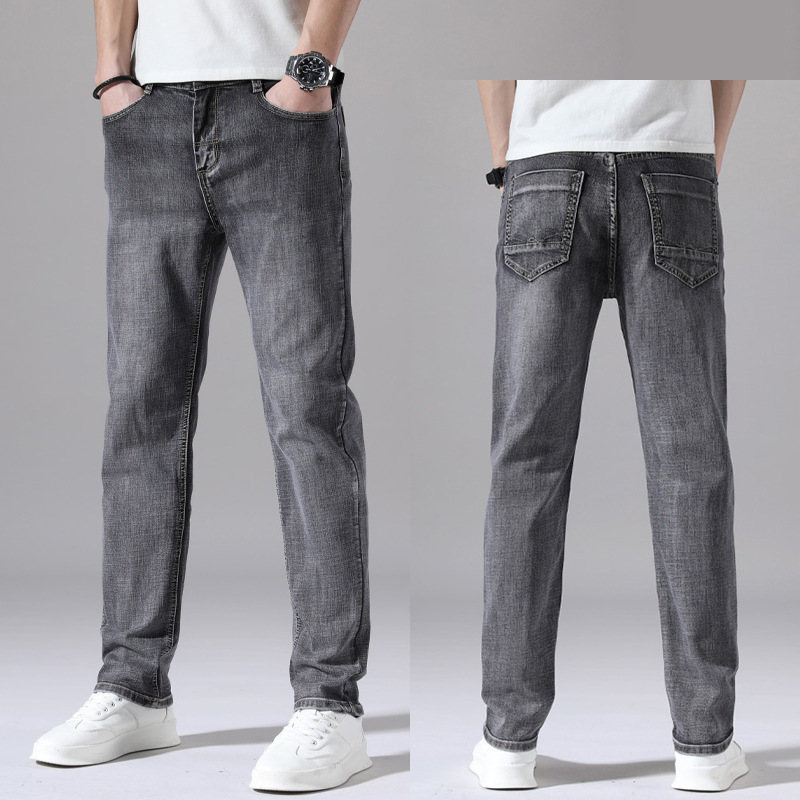 Pantalones vaqueros de los hombres Primavera y cuatro estaciones moda Slim straight stretch coreano casual boutique