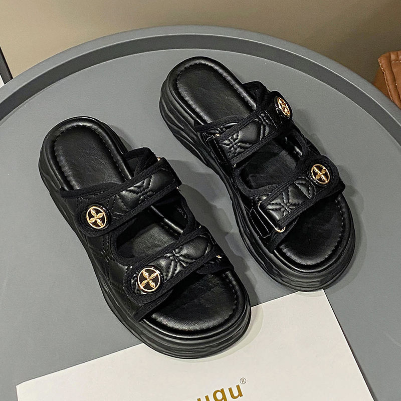 Chunky soled sandals and slippers 2023 spring and summer, new influencer women's styles, versatile summer outerwear, fairy style_voghion.com