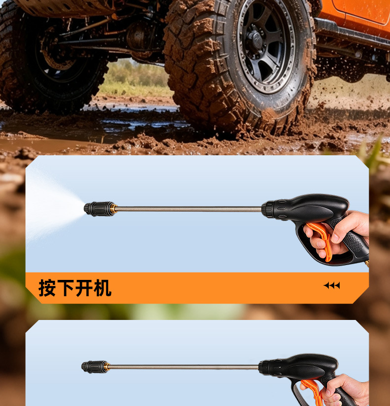 High-pressure car wash machine, suitable for home and commercial use, 220V, for cleaning farms and courtyards, with a powerful water gun and high-power water pump