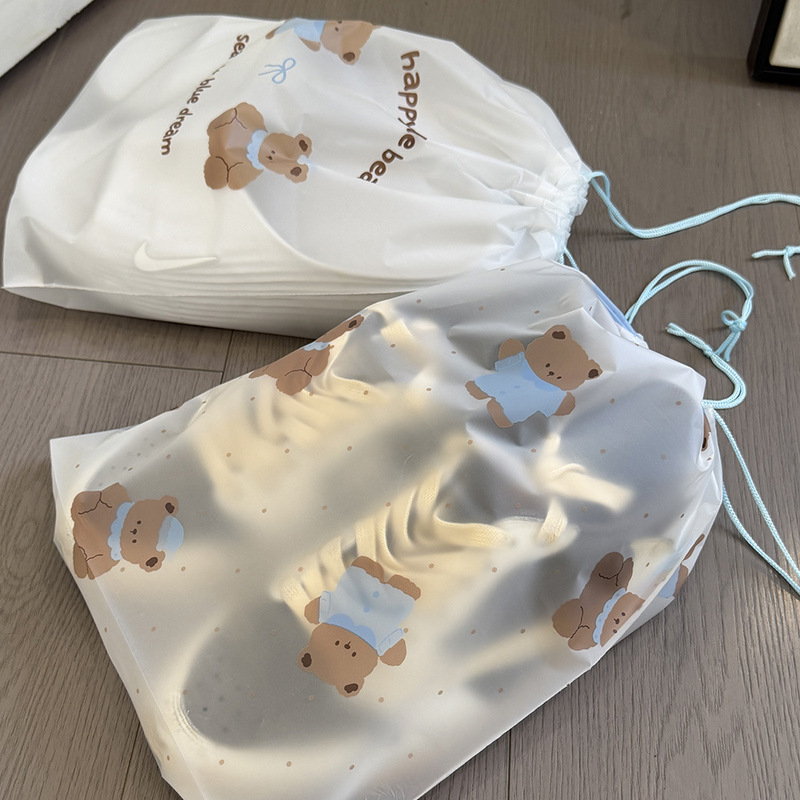 Cute Bear Print Shoe Storage Bag, Dustproof and Moisture-Proof Shoe Bag, Drawstring Travel Organizer Bag for Home and Dormitory Use Cute Bear Print Shoe Storage Bag, Dustproof and Moisture-Proof Shoe Bag, Drawstring Travel Organizer Bag for Home and Dormitory Use