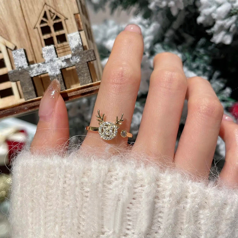 Fashion Simple Style Deer Copper Diamond Zircon Rings