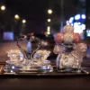 Upgraded light pink diamond swan + pink white diamond ball bottle + diamond mat
