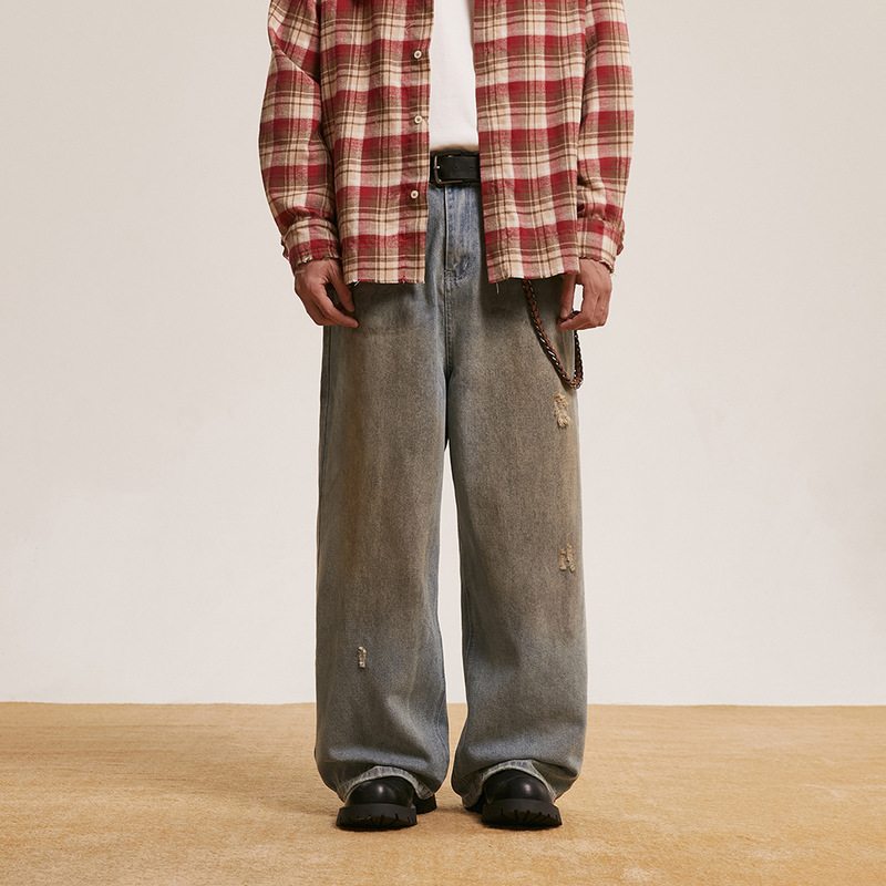 ANSWER ME 2025 spring new Japanese distressed washed high-end jeans straight casual pants K371