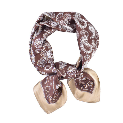 Qianlu new twill silk 70*70 square scarf printed black edge cashew scarf wholesale European and American style supply