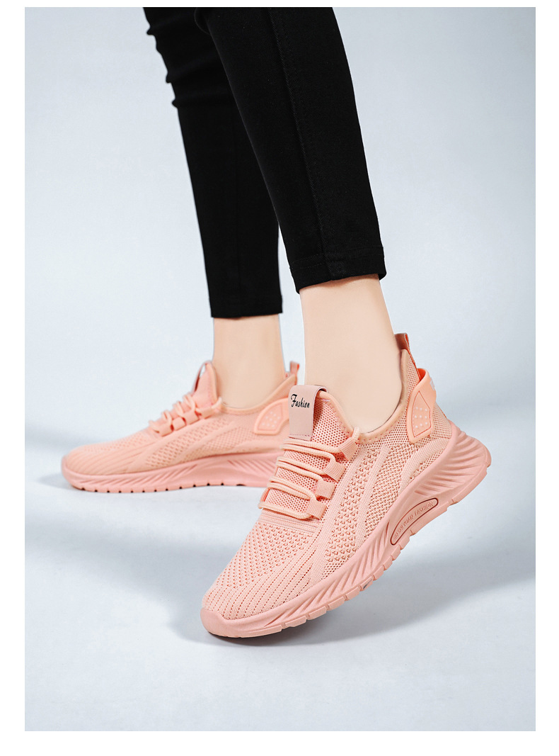 Cross-Border Plus Size Casual Breathable Sneakers Women's Veelzijdige Hardloopschoenen in effen kleur_voghion.com