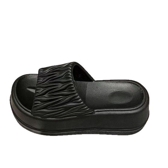 Slippers Women's Summer Outer Wear Korean-style Fashionable Pleated Ins Fashionable Indoor Non-slip Thick Bottom Heightened Slip-on Sandals and Slippers