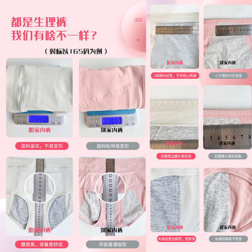 High-waist women's period sanitary underwear, menstrual health pants, cotton triangle underwear for women