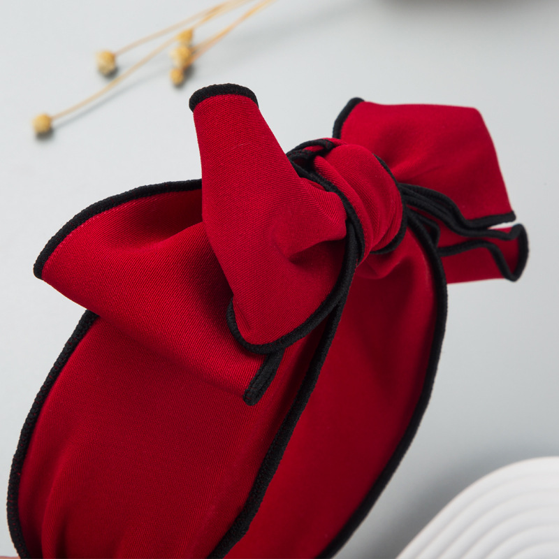 Korean Solid Color Cloth Big Bow Headband Fashion Wide-brimmed Hair Accessories display picture 5