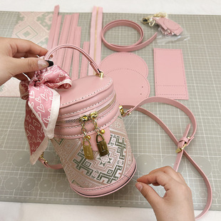 DIY Material Bag Group Building Activity Women's Bag 2025 New Fashion Shoulder Homemade Fortune Bucket Bag Contrast Color Handbag