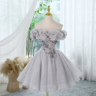 Cross-Border Dress Princess Dress Female 2025 New Birthday Party Fairy Adult Ceremony Short Small Wedding Dress