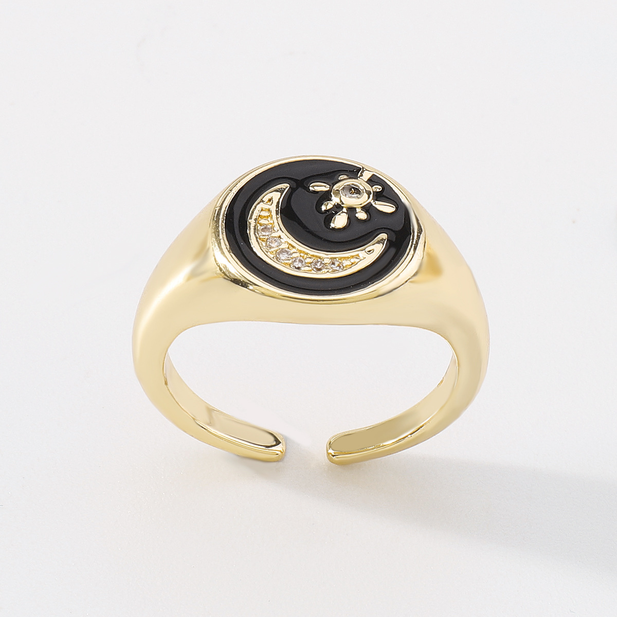 Fashion Simple Dripping Star Moon Zircon  Knuckle Zircon Copper Ring