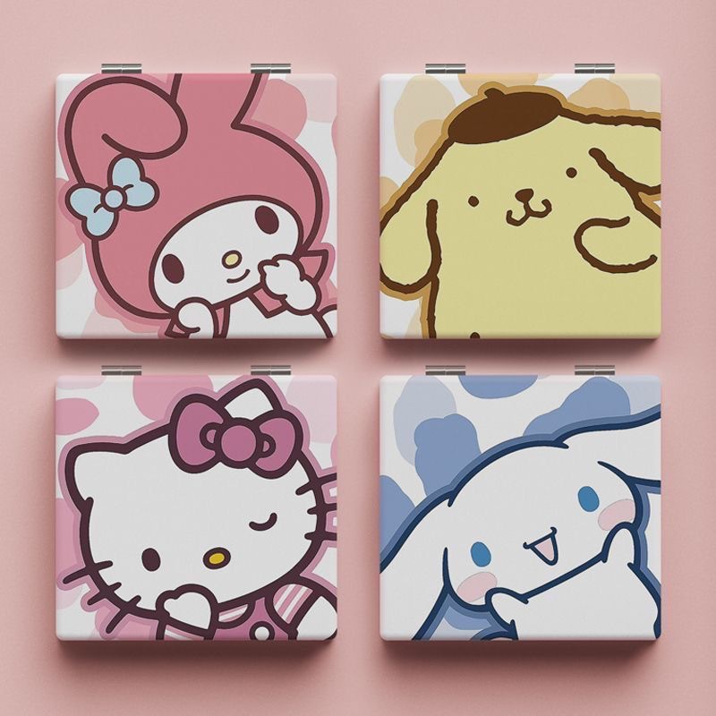Lindo espejo pequeño Sanrio Kulomi espejo de maquillaje portátil de alto valor espejo de maquillaje portátil dormitorio de estudiantes espejo de maquillaje plegable