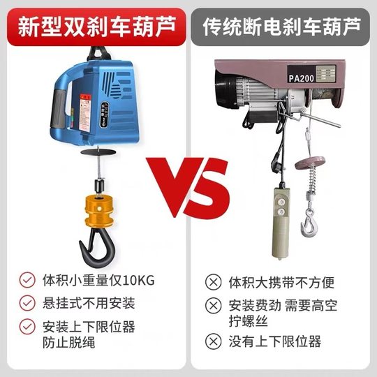 Mini electric hoist 220V household small crane portable electric hoist small hoist remote control traction hoist
