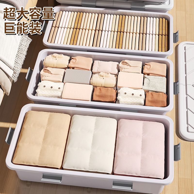ベッド下収納ボックス、家庭用キルト収納ボックス、ベッド下ボックス、キャスターと蓋付きベッドプレイボックス、特大衣類収納ボックス|undefined