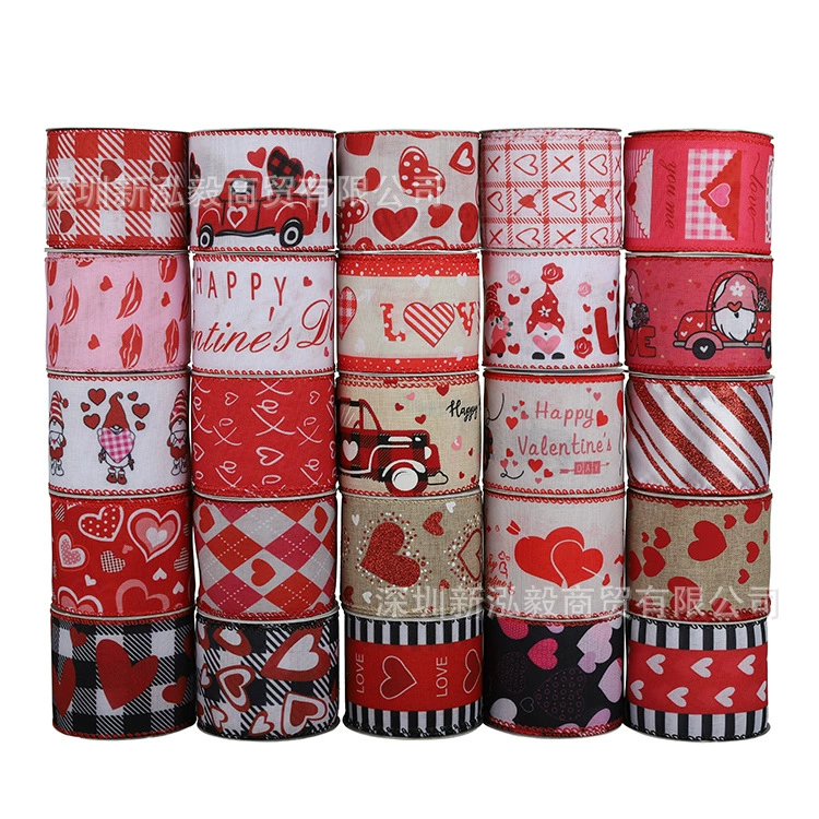 Лента на День Святого Валентина, узор любви, проводная краевая лента, счастливая лента на День Святого Валентина, сделай сам, лента с бантом