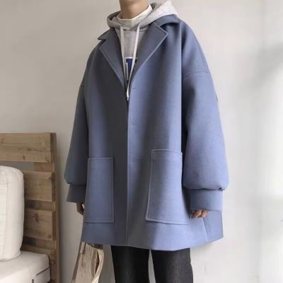 INS trench coat hombres abrigo de longitud media Otoño e Invierno estudiantes estilo coreano suelta moda guapo ropa de otoño hombres image 9