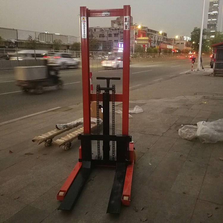 手动液压堆高车小型升降叉车1吨2吨3吨液压堆垛车库托盘堆高叉车