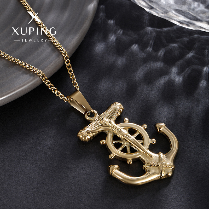 Joyas Xuping anchor de oro colgante de barco personalidad hip hop joyas de moda europea y americana colgante de acero inoxidable hombre