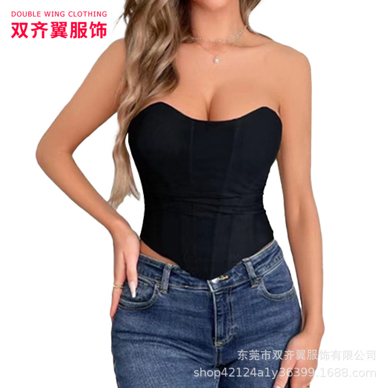 European and American Hot-Selling Strapless Sexy Style Three-Dimensional Corset Tube Top Slim-Fit Vest Inner Wear Off-Shoulder Top Vest