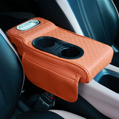 Armrest Box Pad Car Tissue — Armrest box pad - embossed-style-emma-orange