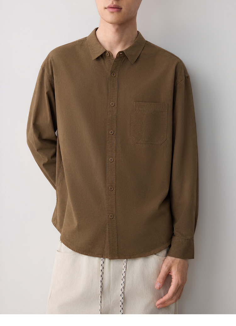 Áo sơ mi nam dài tay cotton trơn màu phong cách công sở — đen chi tiết 46