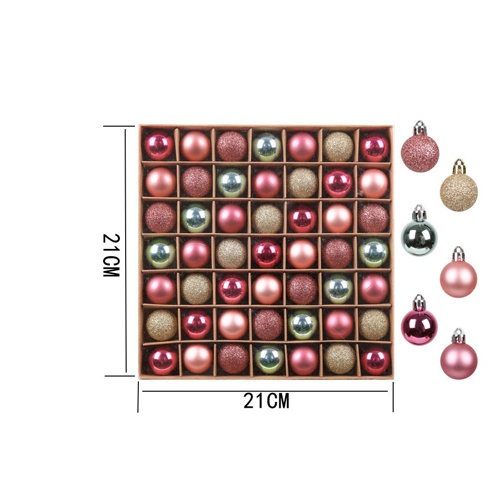 NJN nuevo 3cm 49 paquetes de bolas pintadas set de bolas de decoración de árbol de Navidad caja de cuero de vaca decoración de Navidad