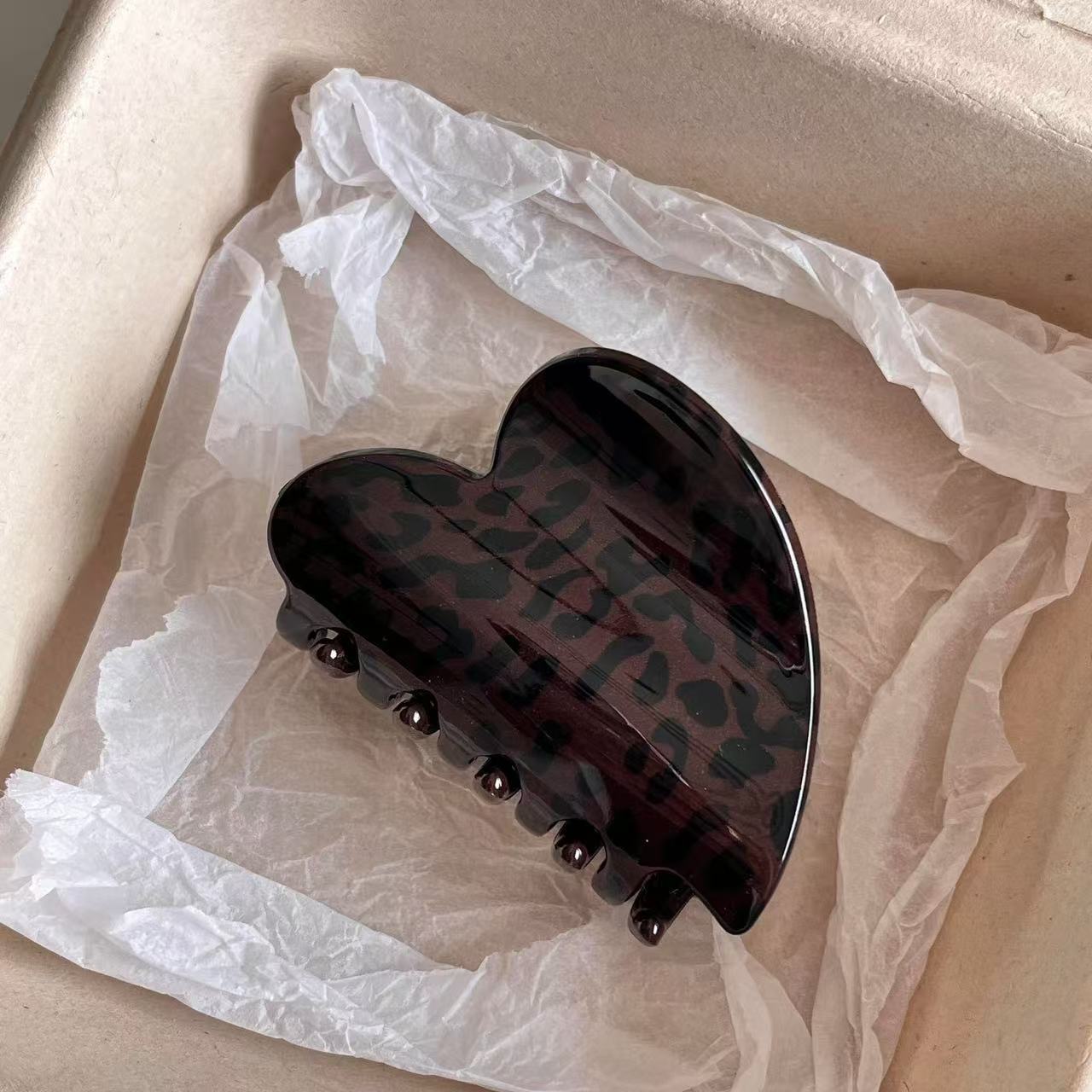 Brown leopard print heart