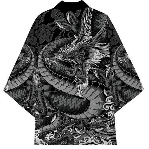 Direct Manufacturer Sale Chinese Style Dragon Totem Cloak National Trend Personality Fez Style Cardigan Kimono Cloak Seven-Finger Sleeve Taoist Robe Men