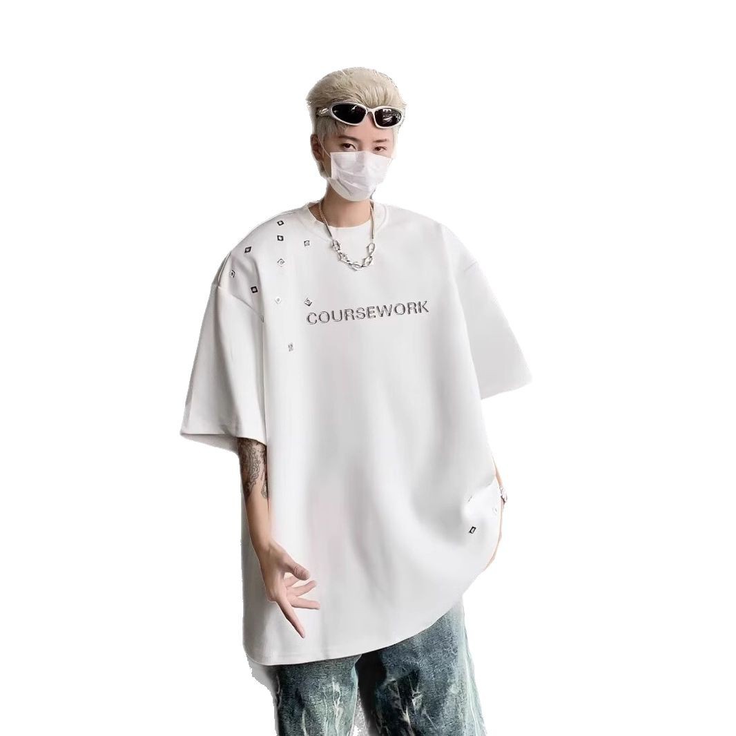 T-shirt à manches courtes pour homme, collection été, coupe ample et décontractée, manches cinq et demie._voghion.com
