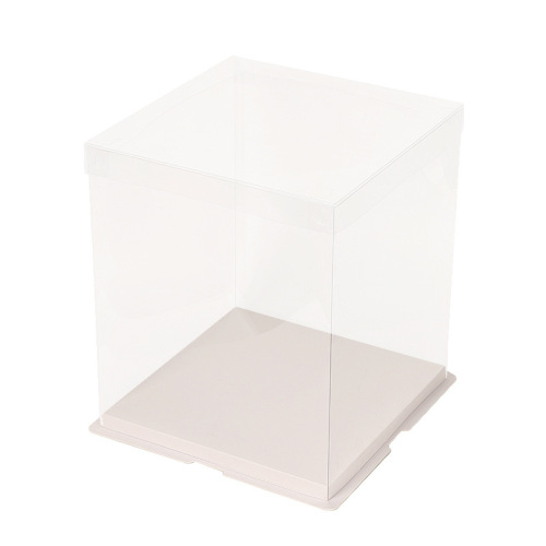 Square transparent cake box 10-inch double-layer height birthday three-in-one birthday baking packaging box wholesale