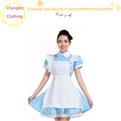 萬聖節主題化裝晚會藍色女僕裝 舞台演出服cosplay愛麗絲夢遊仙境