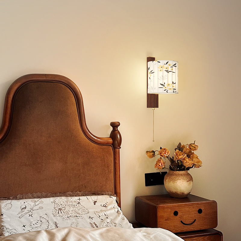 Dinastía Song Oriental Lámpara de pared estética Lámpara de noche de dormitorio Estilo chino retro Lámpara de ambiente de pared de fondo de sala de estar Lámpara de Zhongshan